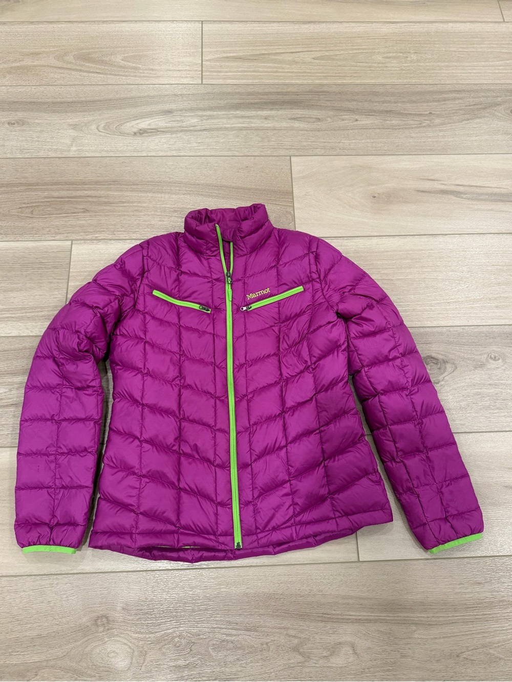 Marmot Women’s Down Pink/Purple and Green Jacket Size Large